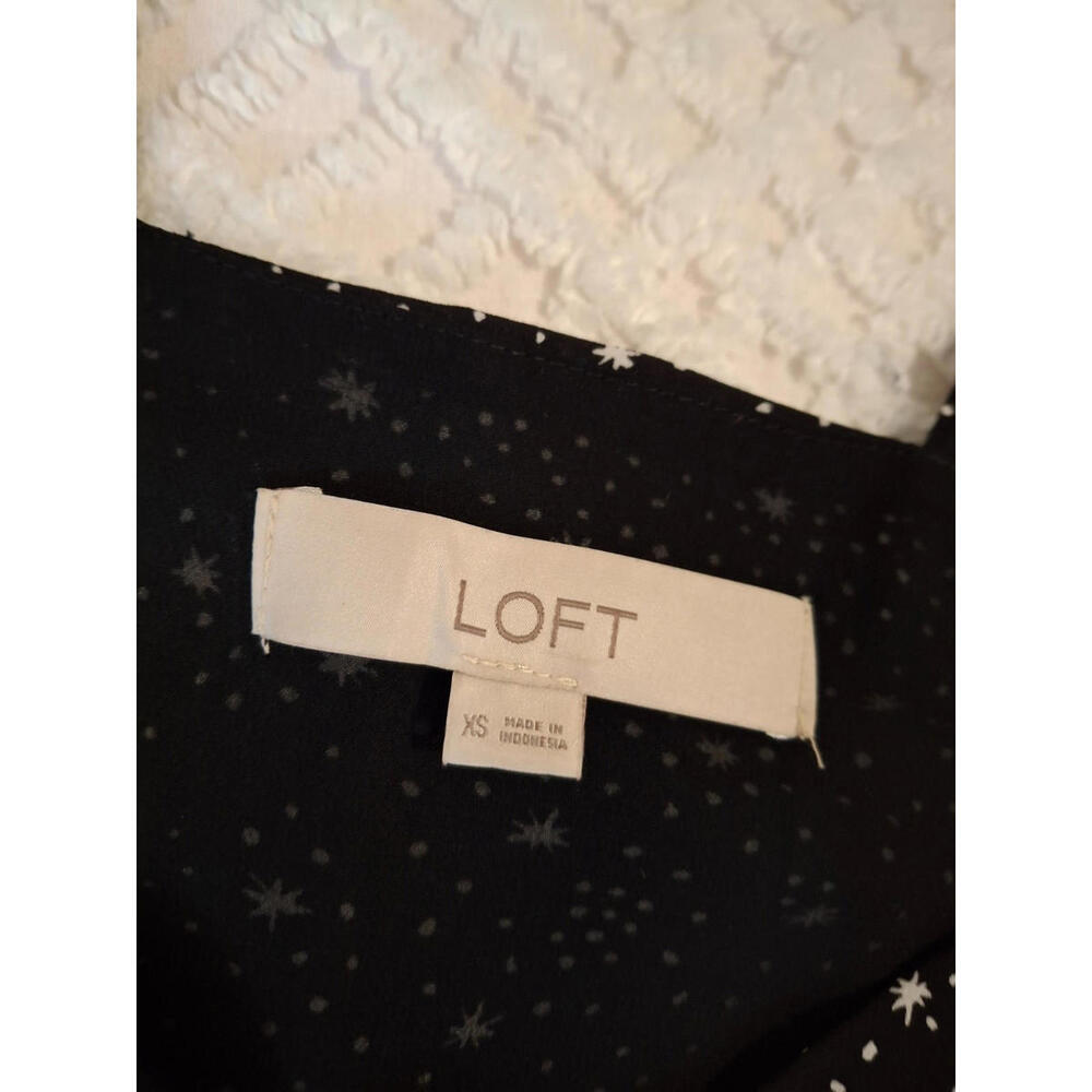LOFT Women XS Tank Top Black Star Print V-Neck Sleeveless Lined Blouse - Picture 5 of 8